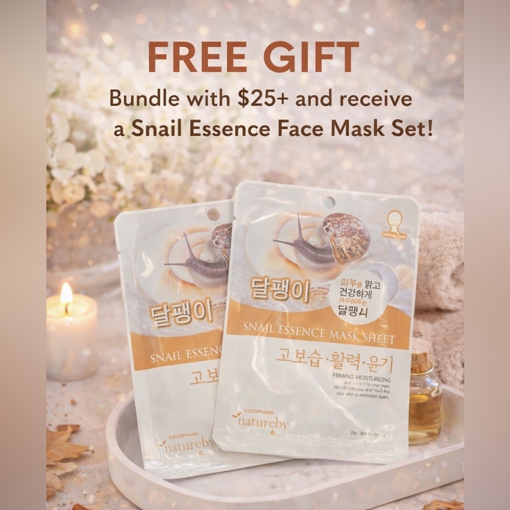 🎁 FREE Gift! Snail Essence Face Mask (Set of 2) With any $25+ Purchase